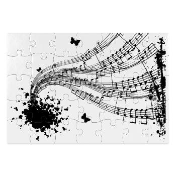 Musiknoten Musik Musiker Notenschlüssel Noten - Rechteckiges Puzzle 28 x 19 cm - Weiß - Vorne