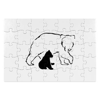 Bär Bären Braunbär Mutter Baby Natur Wald Liebe - Rechteckiges Puzzle 28 x 19 cm - Weiß - Vorne