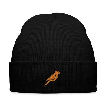 Perroquet brodé - Bonnet d'hiver personnalisable en broderie - noir - Devant