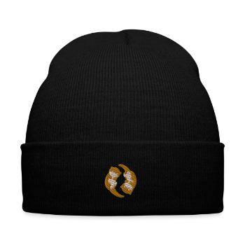 Loutre Yin Yang brodée - Bonnet d'hiver personnalisable en broderie - noir - Devant