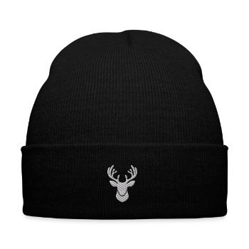 Deer antler silhouette embroidered - Embroidered Winter Hat - black - Front