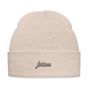 Follow embroidered - Embroidered Winter Hat - beige - Front