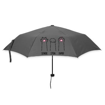 Schere Stein Papier Katze Pfote Spiel Katzenpfoten - Regenschirm (klein) - Grau - Vorne