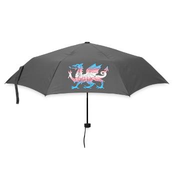 Wales Trans Flag, Baner Trans Cymru, Transgender - Umbrella (small) - grey - Front