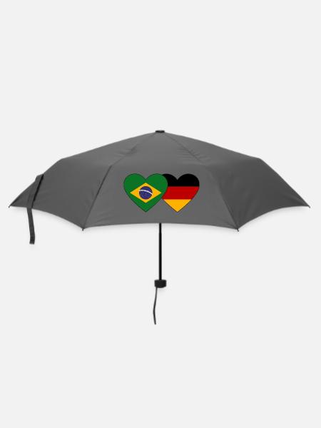 Brasilien Deutschland Flagge Herz - Regenschirm (klein) - Grau
