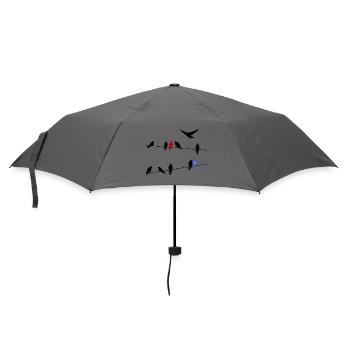 Vogel schwarze Zugvögel auf einer Stromleitung - Regenschirm (klein) - Grau - Vorne