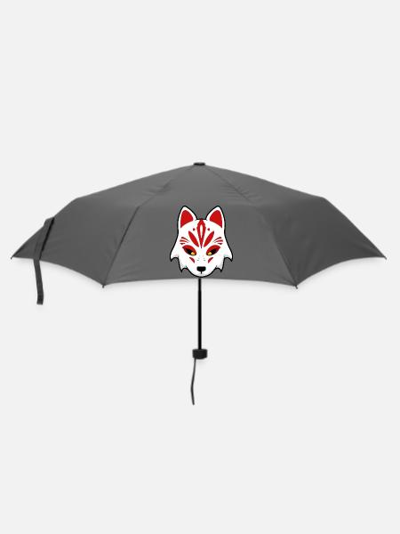 Roter Fuchsmaske Tribal Stil - Regenschirm (klein) - Grau