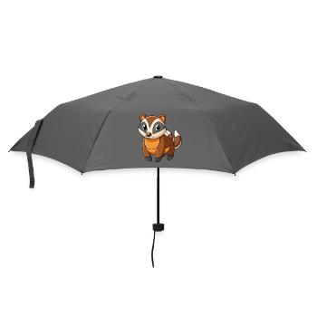 Dachs Niedliches Maskottchen Zeichentrickfigur Kawaii - Regenschirm (klein) - Grau - Vorne
