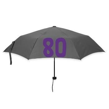 80. 80 JAHRE. 80-JÄHRIGES JUBILÄUM. 80. GEBURTSTAG. - Regenschirm (klein) - Grau - Vorne