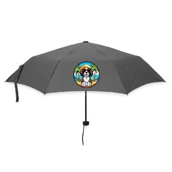 English Springer Spaniel Hunderasse Cartoon Beach - Regenschirm (klein) - Grau - Vorne