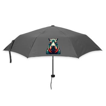 Hippo Cartoon Character Colorful Pet Animal - Umbrella (small) - grey - Front
