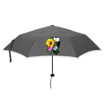 Blumen Arrangement abstrakt zerschnitten - Regenschirm (klein) - Grau - Vorne