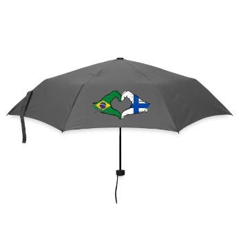 Brazil Finland Flag Hands Heart Shape Used - Umbrella (small) - grey - Front