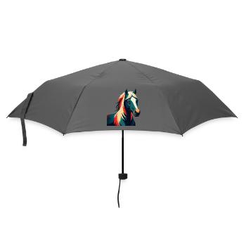 Pony Cartoon Figur Buntes Haustier Tier - Regenschirm (klein) - Grau - Vorne