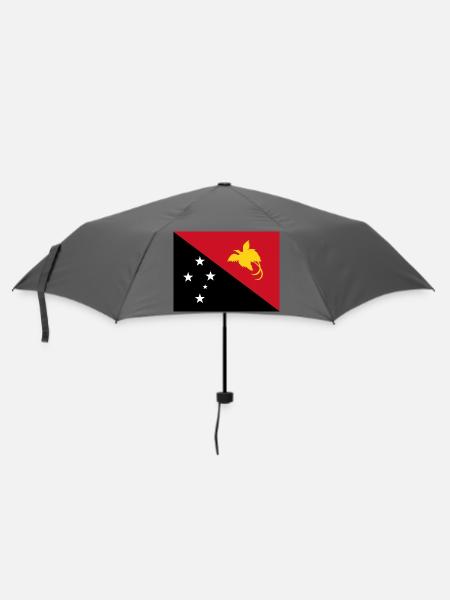 Papua-Neuguinea – Rot-Schwarze Sternflagge - Regenschirm (klein) - Grau