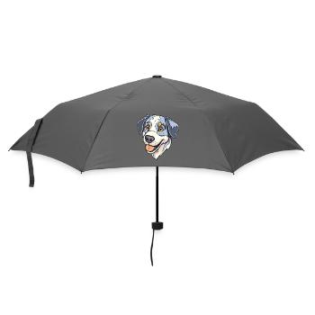 Moskauer Wachhund Rasse Cartoon Kawaii Illustrat - Regenschirm (klein) - Grau - Vorne