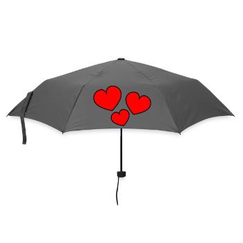 HERZ. HERZ. HERZ. KÜSSEN. SCHMATZEN. KÜSST. - Regenschirm (klein) - Grau - Vorne