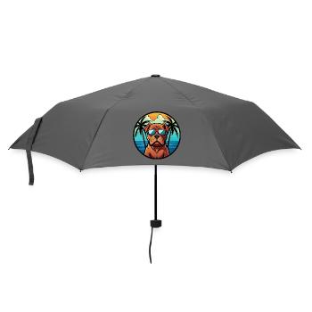 Französisch Bordeaux Mastiff Hunderasse Cartoon Strand - Regenschirm (klein) - Grau - Vorne