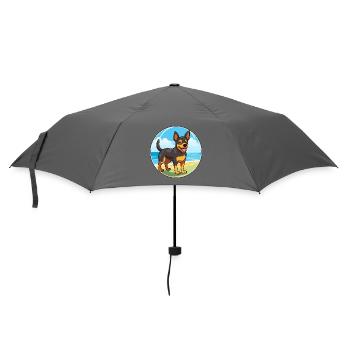 Lancashire Heeler Hund Rasse Cartoon Kawaii Clipart - Regenschirm (klein) - Grau - Vorne