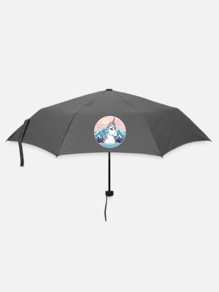 Einhorn Aquarell Karikatur Kawaii Haustier Tier Farbe - Regenschirm (klein) - Grau