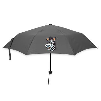 Zebra-Cartoon-Kawaii-Aquarellillustration - Regenschirm (klein) - Grau - Vorne