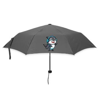 Orca Lustige Zeichentrickfigur Kopfhörer Musik - Regenschirm (klein) - Grau - Vorne