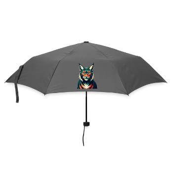 Luchs Zeichentrickfigur Buntes Haustier Tier - Regenschirm (klein) - Grau - Vorne