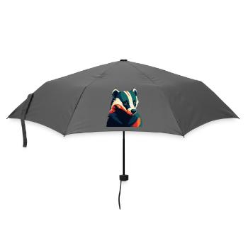 Badger Cartoon Character Colorful Pet Animal - Umbrella (small) - grey - Front