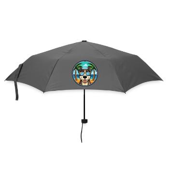 Sibirische Trikolore Hunderasse Cartoon Beach - Regenschirm (klein) - Grau - Vorne