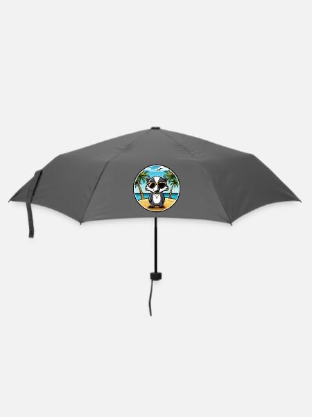 Dachs Lustige Cartoon Sommer Strand Sonnenbrille Cool - Regenschirm (klein) - Grau