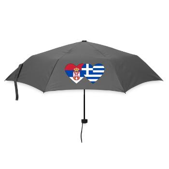 Serbia Greece Flag Heart - Umbrella (small) - grey - Front