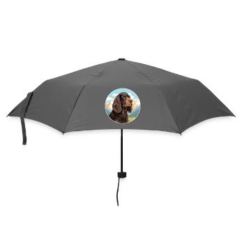Boykin Spaniel Hunderasse Cartoon Kawaii Aquarell - Regenschirm (klein) - Grau - Vorne