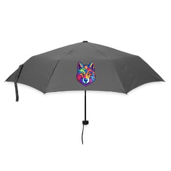 Wolf Buntes Aquarell Cartoon Kawaii Tier - Regenschirm (klein) - Grau - Vorne