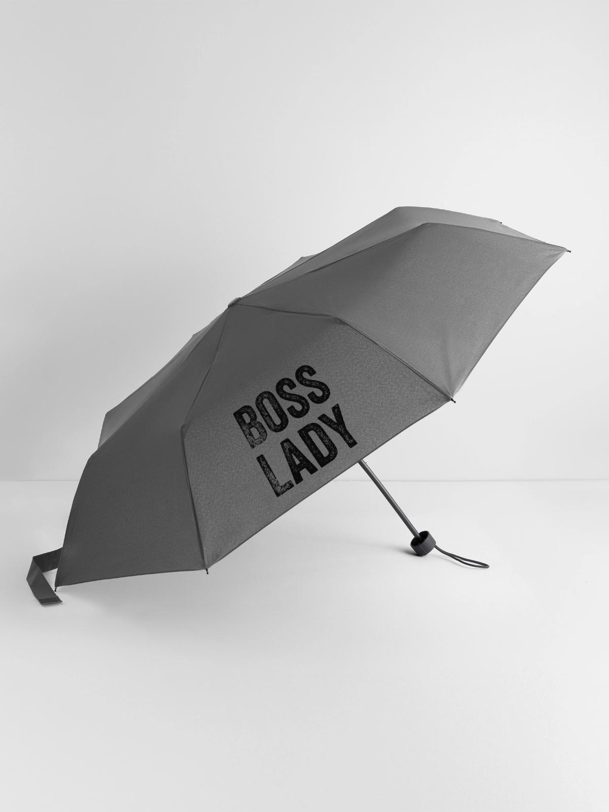 lustiger Chef-Spruch - Regenschirm (klein) - Grau - Vorne