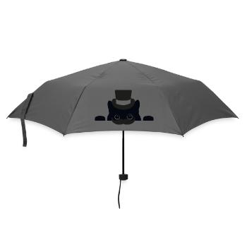 Top Hut Katze Monokel - Regenschirm (klein) - Grau - Vorne