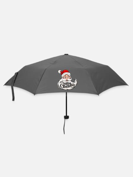 Merry Christmas - Weihnachtsmann mit Rauschebart - Regenschirm (klein) - Grau