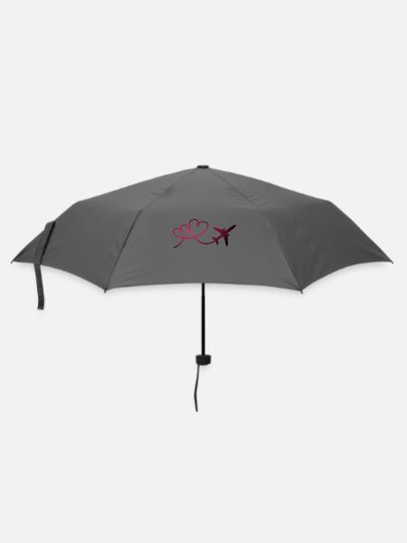 Flugzeug Flieger mit Herz Pilot Reisen Geschenk - Regenschirm (klein) - Grau