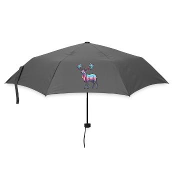 Karibu buntes Aquarell Cartoon Kawaii Tier - Regenschirm (klein) - Grau - Vorne