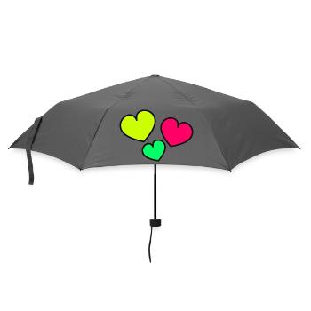 HERZ. HERZ. HERZ. KÜSSEN. SCHMATZEN. KÜSST. - Regenschirm (klein) - Grau - Vorne