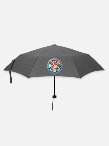 Tiger Buntes Buntes Karikatur-Kawaii-Tier - Regenschirm (klein) - Grau