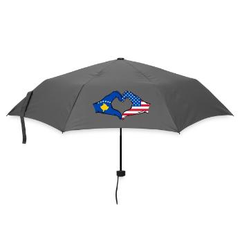 Kosovo USA Flagge Hände Herzform - Regenschirm (klein) - Grau - Vorne