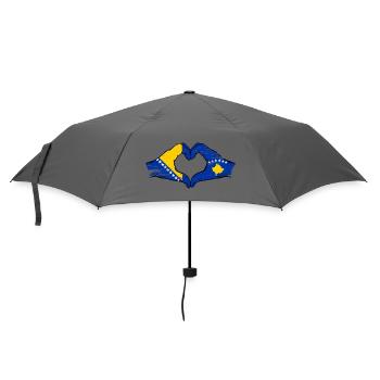 Bosnien Kosovo Flagge Hände Herzform used - Regenschirm (klein) - Grau - Vorne