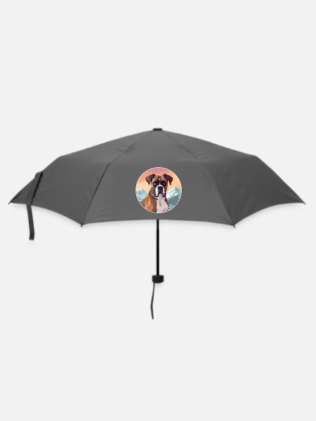 Bull Boxer Hund Rasse Cartoon Kawaii Aquarell - Regenschirm (klein) - Grau