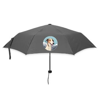 Barsoi Hunderasse Karikatur Kawaii Aquarell - Regenschirm (klein) - Grau - Vorne