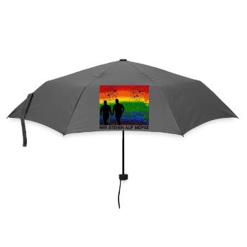 Möpse und Liebe - Eine unbeschwerte Zuneigung - Regenschirm (klein) - Grau - Vorne