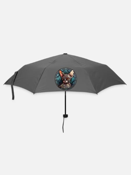 Devon Rex Katzenrasse Aquarellglas - Regenschirm (klein) - Grau