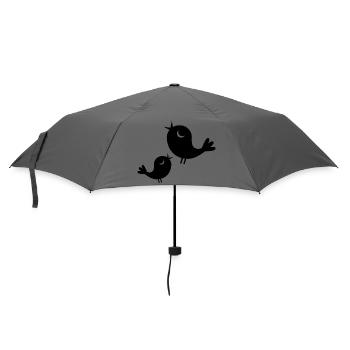 Vögelchen beim Twittern - Regenschirm (klein) - Grau - Vorne