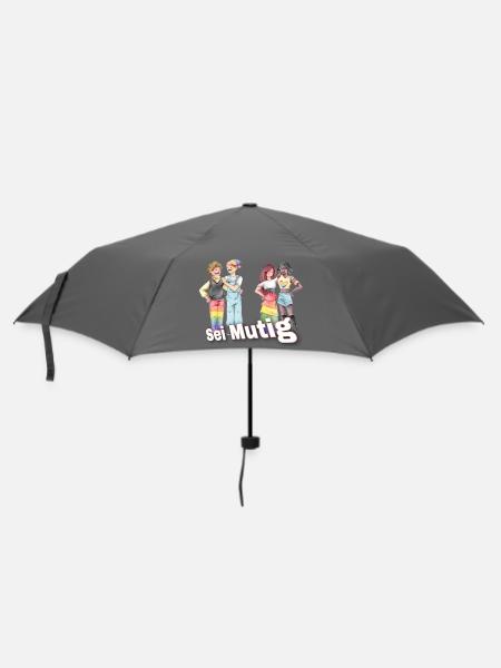Sei Mutig Pride-Illustration: Vielfalt - Regenschirm (klein) - Grau