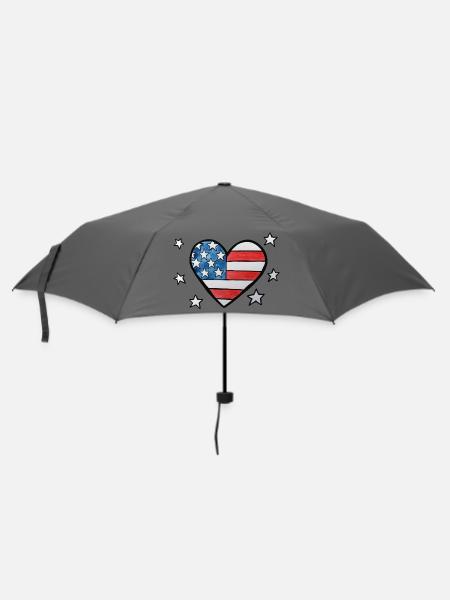 Patriotisches Sternen-und-Streifen-Herz - Regenschirm (klein) - Grau