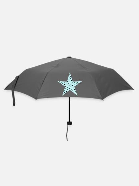 Pastellblauer Polka-Punkt-Stern - Regenschirm (klein) - Grau